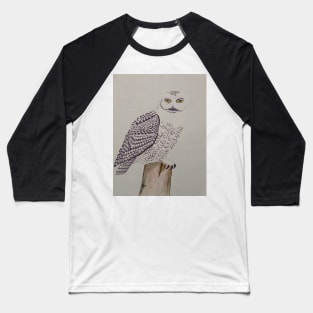 Snowy Owl on Post Baseball T-Shirt